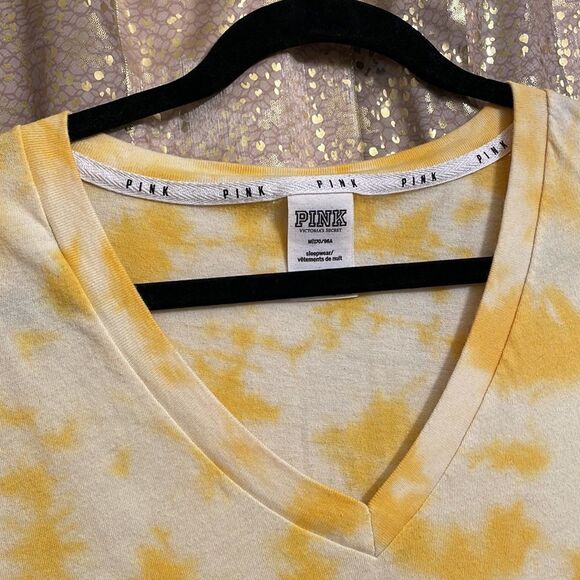PINK Victoria’s Secret yellow tie-dye t-shirt size M - Picture 2 of 4